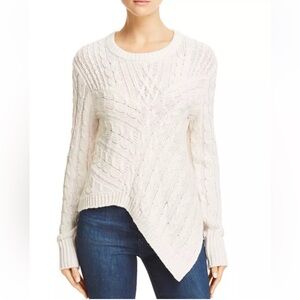 Aqua Asymmetric Cable Knit Sweater